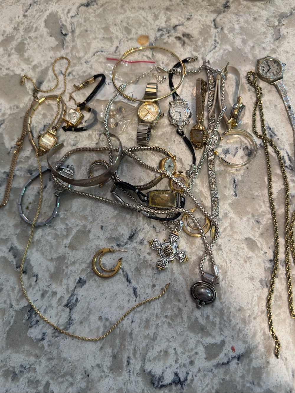 Mixed Gold & Silver Watches and Jewelry Lot